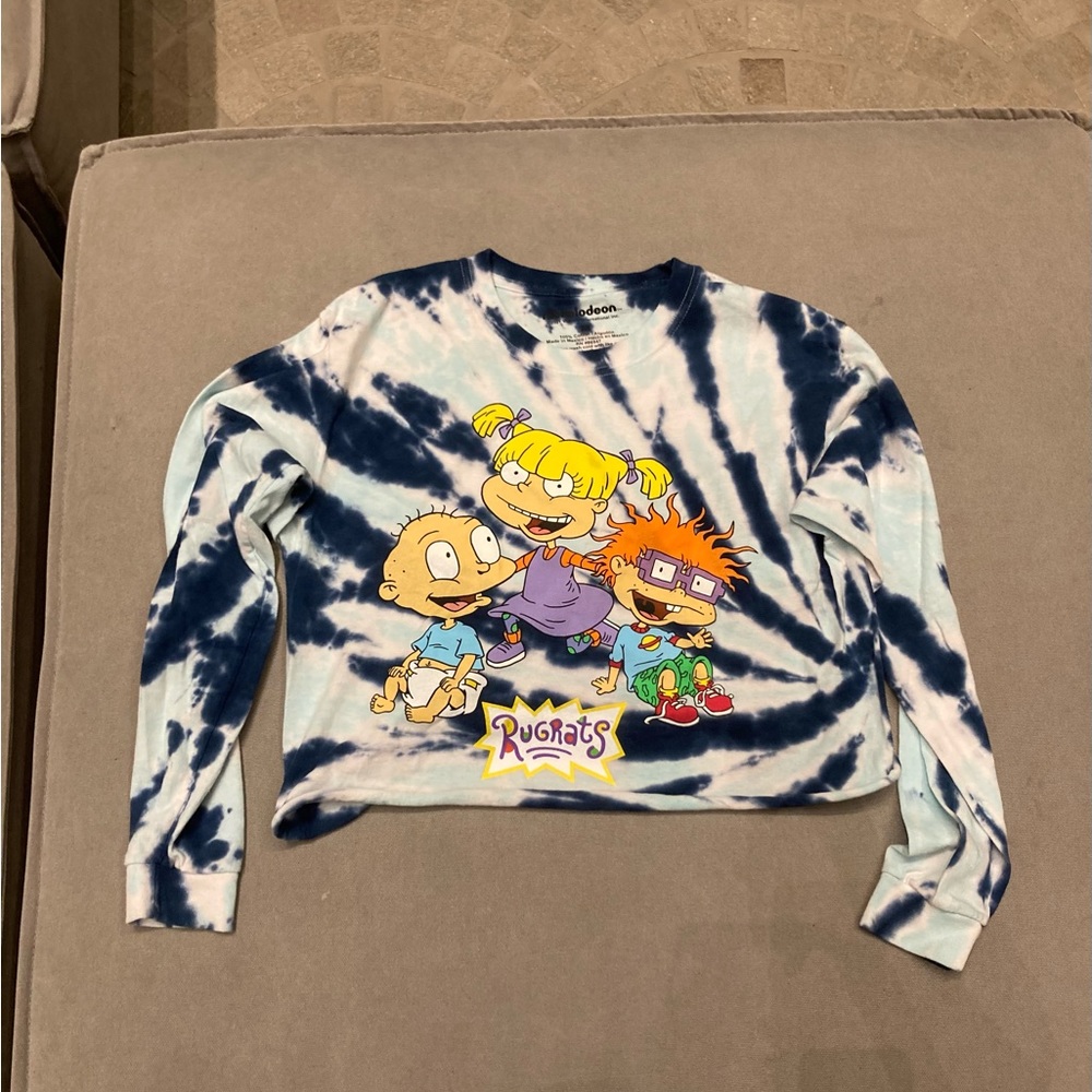 Against All Odds Tie Dye Blue And White Crop Top Rugrats Size Small